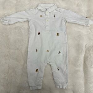 Ralph Lauren White Kids One Piece with Embroidered Details